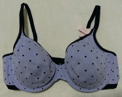 Nuevo con etiquetas Sujetador Demi Algodón Cacique 44D Lila Con Lunares Negros Nuevo Foto 1 de 4