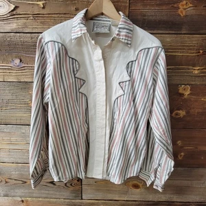 Vintage 80's Women’s Wrangler Western Shirt Long Sleeve Striped - Picture 1 of 21