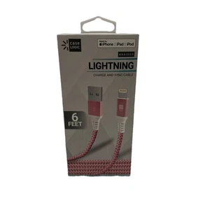 Case Logic 6 Feet Fast Charge & Sync iPhone, iPad, iPod,Braided Cable Pink - Picture 1 of 4