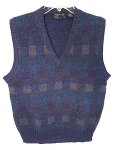 Vintage Colours Alexander Julian Wool Checkered Vest Size Large Preppy Academia - Picture 1 of 8