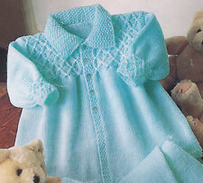 Baby Smocked Effect Collar Jacket 16"- 22" Mitts/Leggings 4 Ply Knitting Pattern