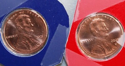 2021 P and D Lincoln Shield Cent 2-Coin Lot from US Mint Set UNC Penny TWO 1c - Image 1 of 4
