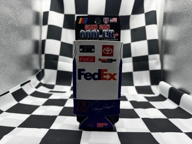Denny Hamlin Joe Gibbs Racing FedEx Slim Can Cooler NEW - Image 1 of 4