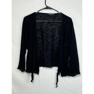 Luna Luz Women's Size Large Black Lightweight Open Front Long Sleeve Cardigan - Picture 1 of 6