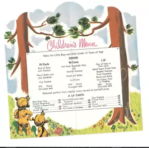 Vintage Restaurant Menu YELLOWSTONE NATIONAL PARK Children's Menu Bears die-cut - Picture 1 of 1