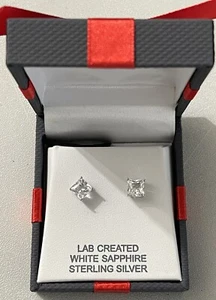 Princess Cut 2,5 CT Labor erstellt/weiße Saphir Ohrringe/Sterlingsilber Neu im Karton 50 $ - Bild 1 von 8