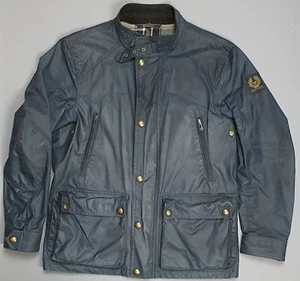 Belstaff New Tourmaster Medium Waxed Cotton Snap Button Blue Utility Mens Sz 48 - Picture 1 of 12