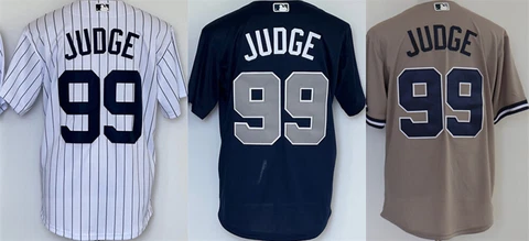 Aaron #99 Judge. - NY Yankees. - Men’s Size S-3XL Jersey.Stripe White/Gray'Blue Cover