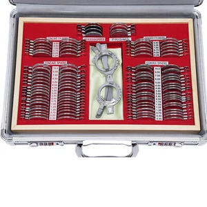 Optometry Optical Trial Lens Kit Test Metal Trial Frame Set w/Case Box 104pcs  - Picture 1 of 13