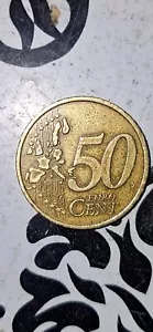 50 Cent Euro Coin Greece . Very Rare F Leter On The Star. - Picture 1 of 3
