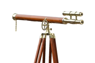 39 Inch Antique Nautical Floor Brass Telescope With Wooden Tripod Stand Handmade - Image 1 of 4