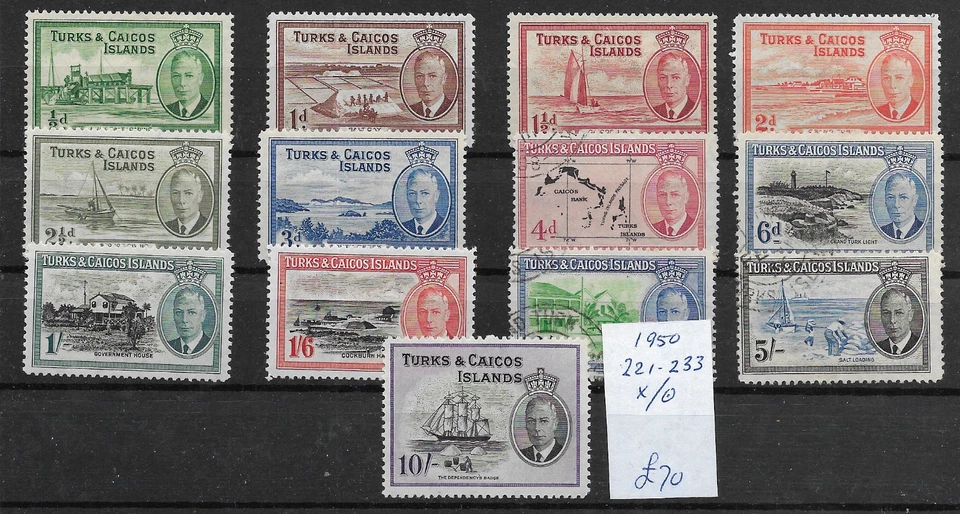 BRITISH TURKS & CAICOS @ 1950 SG 221/33 MLH /USED NICE PRICED @ GB1604 - Image 1 of 1