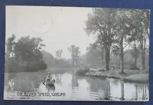 1906 Guelph Ontario Boot auf dem Fluss Geschwindigkeitspostkarte & Stornierung nach Berlin Ontario - Bild 1 von 2