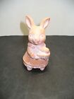 Clay Rabbit in Dress w/ Easter Egg Basket 5 Inches Tall Unpainted Made in Taiwan