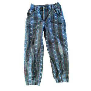 Vintage 90s Osk Kosh B'Gosh Truck Pattern Striped Jeans Pants 6/ 7 - Picture 1 of 12