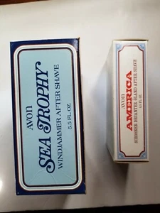 Vintage Avon America Schooner & Sea Trophy Full After Shave Decanters Ship Boat - Picture 1 of 3