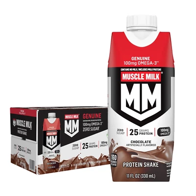 Batido de proteínas genuinas Muscle Milk chocolate, 11 fl oz, paquete de 18 Foto 1 de 2