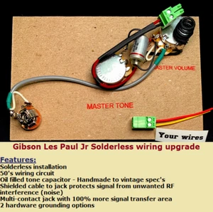 Gibson Les Paul Junior Solderless 50's Wiring Upgrade + Custom Tone Capacitor - Picture 1 of 10