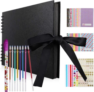 Photo Album Scrapbook with 80 Pages 40 Sheets Black Pages Memory Book 29*20cm Ha - Picture 1 of 12