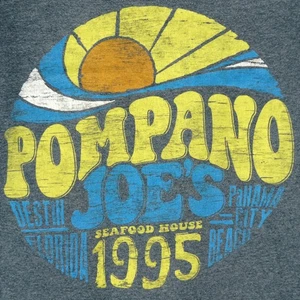POMPANO JOES SEAFOOD HOUSE T-SHIRT TEE GRAU GREY DESTIN PANAMA CITY BEACH FL S - Bild 1 von 6