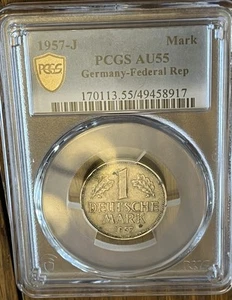 Federal Republic of Germany 1957-J 1 Mark PCGS AU 55 - Picture 1 of 5