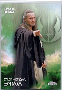 2025 Topps Chrome Star Wars Qui-Gon Jinn Green Refractor /99 #AV-152 81/99 - Bild 1 von 2