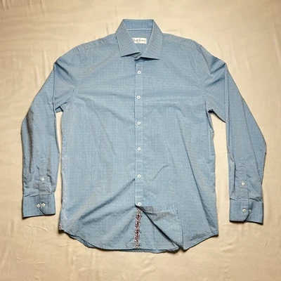 Robert Graham Shirt Men’s 42 16.5 Blue 100% Cotton Diamond All Over Pattern - Image 1 of 4