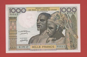 WEST AFRICAN STATES 1000 FRANCS ( 1961 ) BURKINA FASO PICK # 303Cm AU-UNC. - Picture 1 of 2