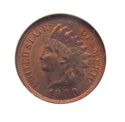 1900 Indian Head Cent Penny 1c PCGS MS64 RB #001 Red Brown BU Unc ECC&C, Inc. - Image 1 of 4