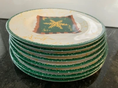 "Lote de 8 platos de plástico de melamina SAKURA EVOLUTION Navidad copo de nieve de 8,5""" Foto 1 de 4