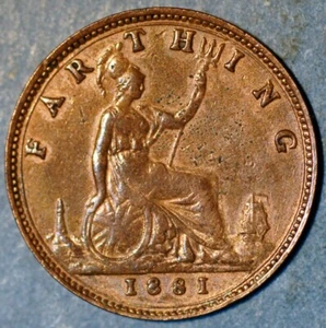 Great Britain Farthing 1881 Victoria Queen - Picture 1 of 2