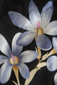 LEONARD SEIDENKRAWATTE SCHWARZ BLAU GRAU & ROSA BLUMENKÖPFE EINE MODEIDEEE KLASSIKER - Bild 1 von 8