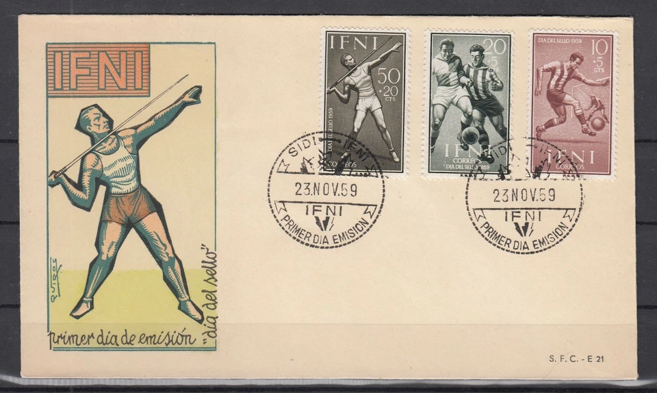 DP8499/ SPANISH IFNI – EDIFIL # 156 / 158 COMPLETE ON ILLUSTRATED FDC - Image 1 of 1