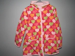 GYMBOREE Girls Large 10 12 Hooded Rain Jacket Coat Heart Design Excellent Lined - Picture 1 of 4