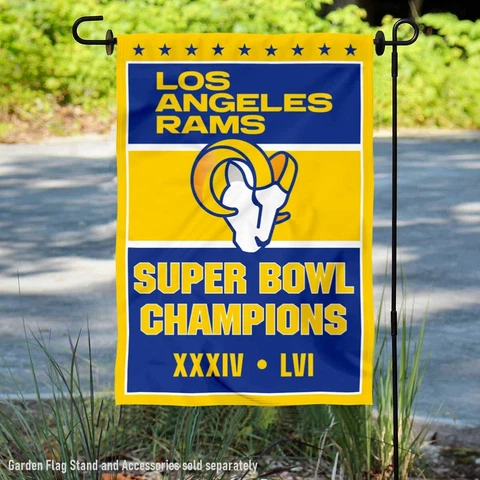 Los Angeles Rams 2 Time Champions Super Bowl LVI Double Sided Garden Flag Cover
