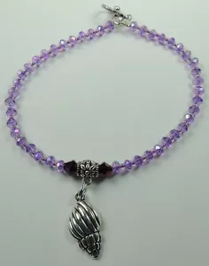 Rosa Fußkettchen Kristall Muschel Charm Handarbeit Fuß Knöchel Schmuck Strand Hochzeit - Bild 1 von 2