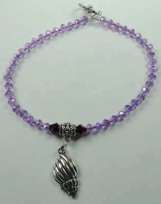 Tobillera Rosa Cristal Concha Dije Hecho a Mano Pie Tobillo Joyería Playa Boda Foto 1 de 2