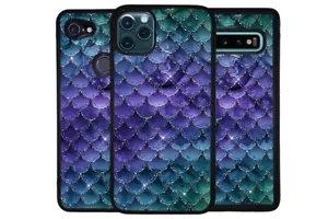 Teal Blue Purple Mermaid Scale Skin Phone Case for Apple Samsung LG Google - Picture 1 of 7