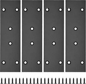 4Pcs Flat Straight Brace Brackets Stainless Steel, Black Fixing Mending Joining - Picture 1 of 2