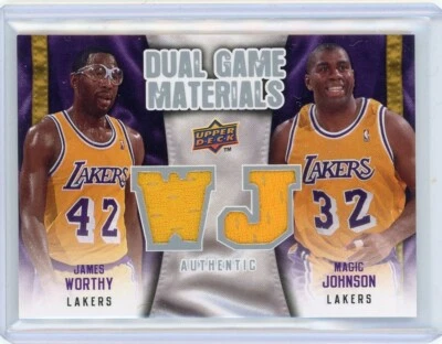 Materiales de juego doble cubierta superior 2009-10 #DG-WJ James Worthy Magic Johnson Foto 1 de 2