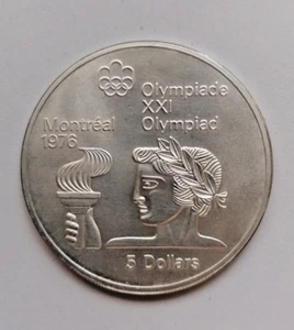 5 Dollar 1974, Canada Montreal 1976 Olympiade, olymp. Feuer, Silber - Bild 1 von 2