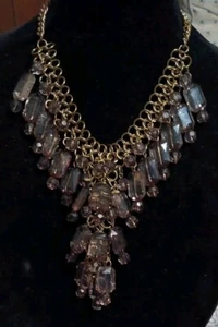 Purple Translucent Beaded Chandelier Necklace Bib Waterfall Elegant Princess 16" - Picture 1 of 9