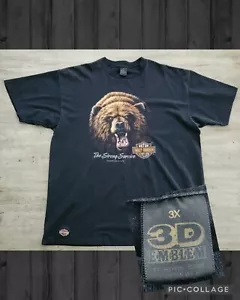 Vintage 90s 3D Emblem Harley Davidson T-Shirt Strong Survive Grizzly Bear Sz 3XL - Picture 1 of 9