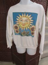 Vintage 90s Sun face Sunflower Sweatshirt Adult XL Sunshine Sunface
