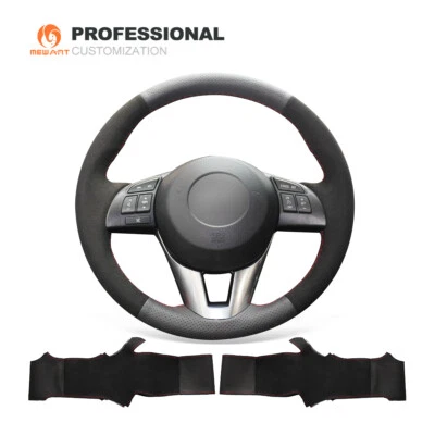 Genuine Leather Suede Car Steering Wheel Cover for Mazda 2 CX-5 Mazda 3 Mazda 6 - Image 1 of 4
