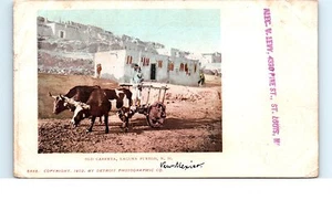 1904 New Mexico Postcard Carreta Laguna Pueblo NM Native Private Mailing Indian - Picture 1 of 2