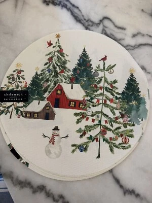 Chilewich X Pottery Barn Christmas In The Country 8 Round Placemats Traditional