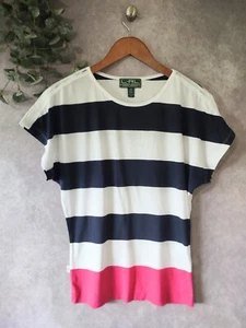 Pullover Lauren Ralph Active Top Mujer XS Azul Rayas Manga Corta Bloque de Color - Imagen 1 de 6