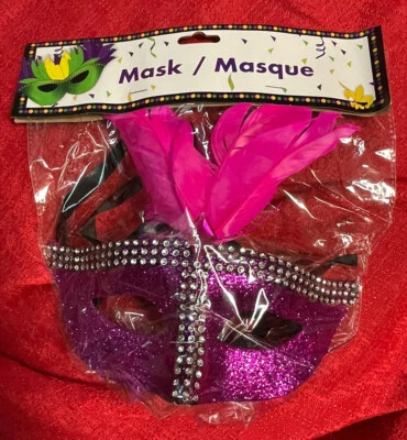 Glitter Purple Face Cover Cosplay Costume Dress Up Mardi Gras - Image 1 of 2