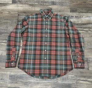 Camisa Polo Ralph Lauren Para Hombres Abotonada Mediana A Cuadros Naranja Verde Azul Plumón - Imagen 1 de 3
